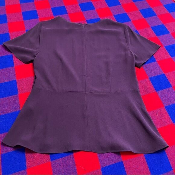Eileen Fisher Zip Up Short Sleeve Top Plum Size 6 - Picture 5 of 7